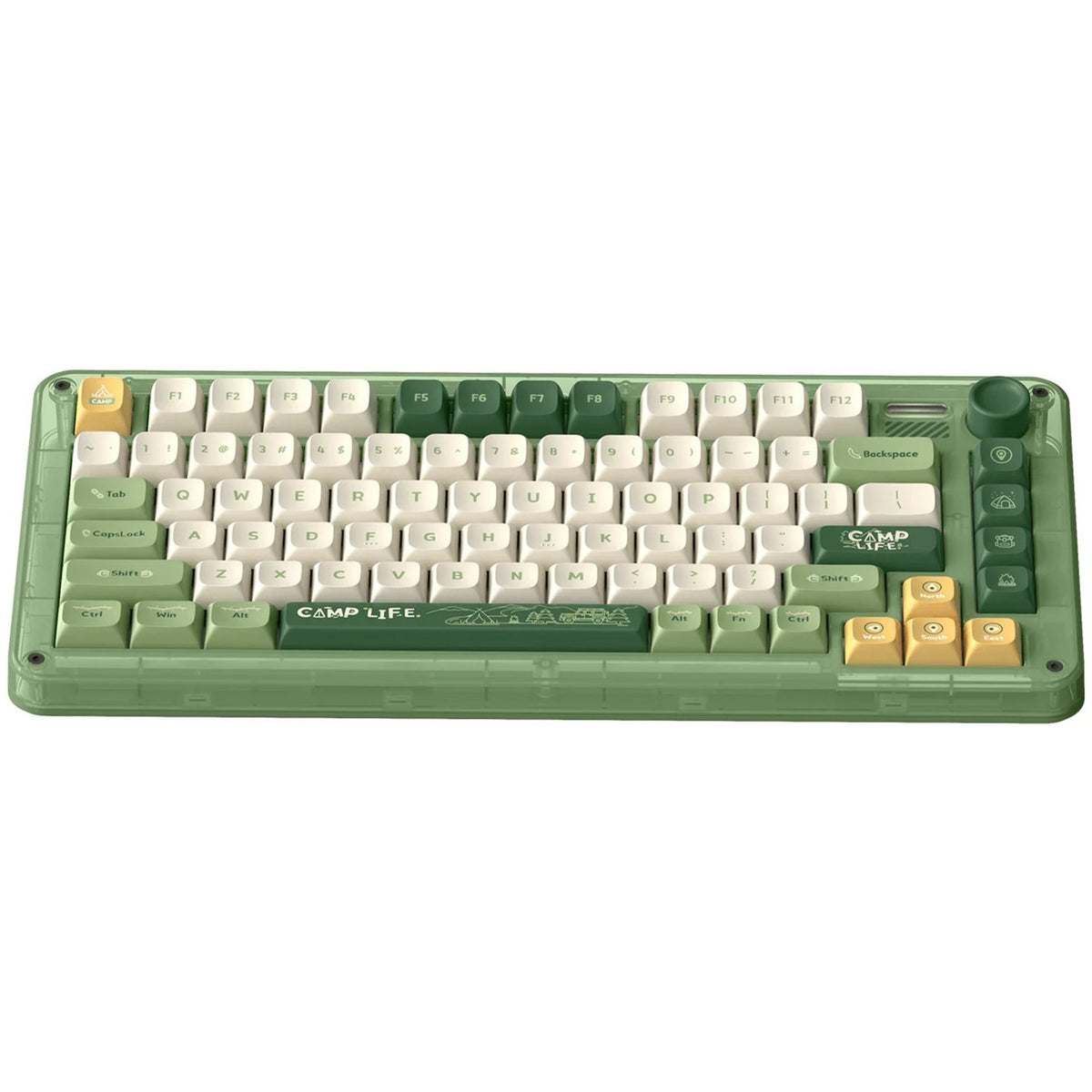 Teclado mecánico inalámbrico para acampar Iqunix zx75 (verde, diseño estadounidense (qwerty), marrón cereza mx, 75%, leds rgb, intercambiable en caliente, pbt de doble disparo, 2,4 ghz | bluetooth 5.1 | usb-c)