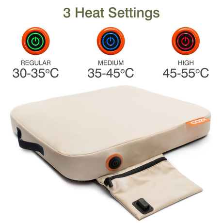 Cosy jord almohadilla térmica para cojín de asiento inalámbrico con calefacción por infrarrojos para exteriores (beige claro, batería externa de 10000 mah)