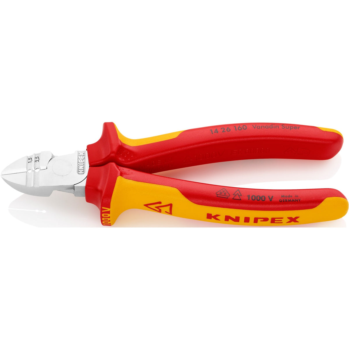 Knipex alicates pelacables diagonales 1426160 alicates de corte (rojo amarillo)