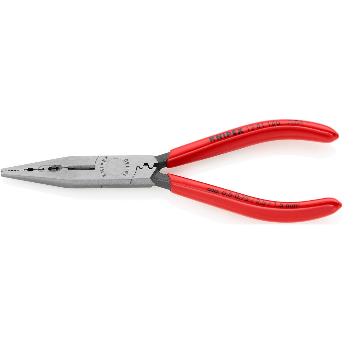 Alicates para cableado Knipex negro atramentado con revestimiento plástico 160 mm - 1301160