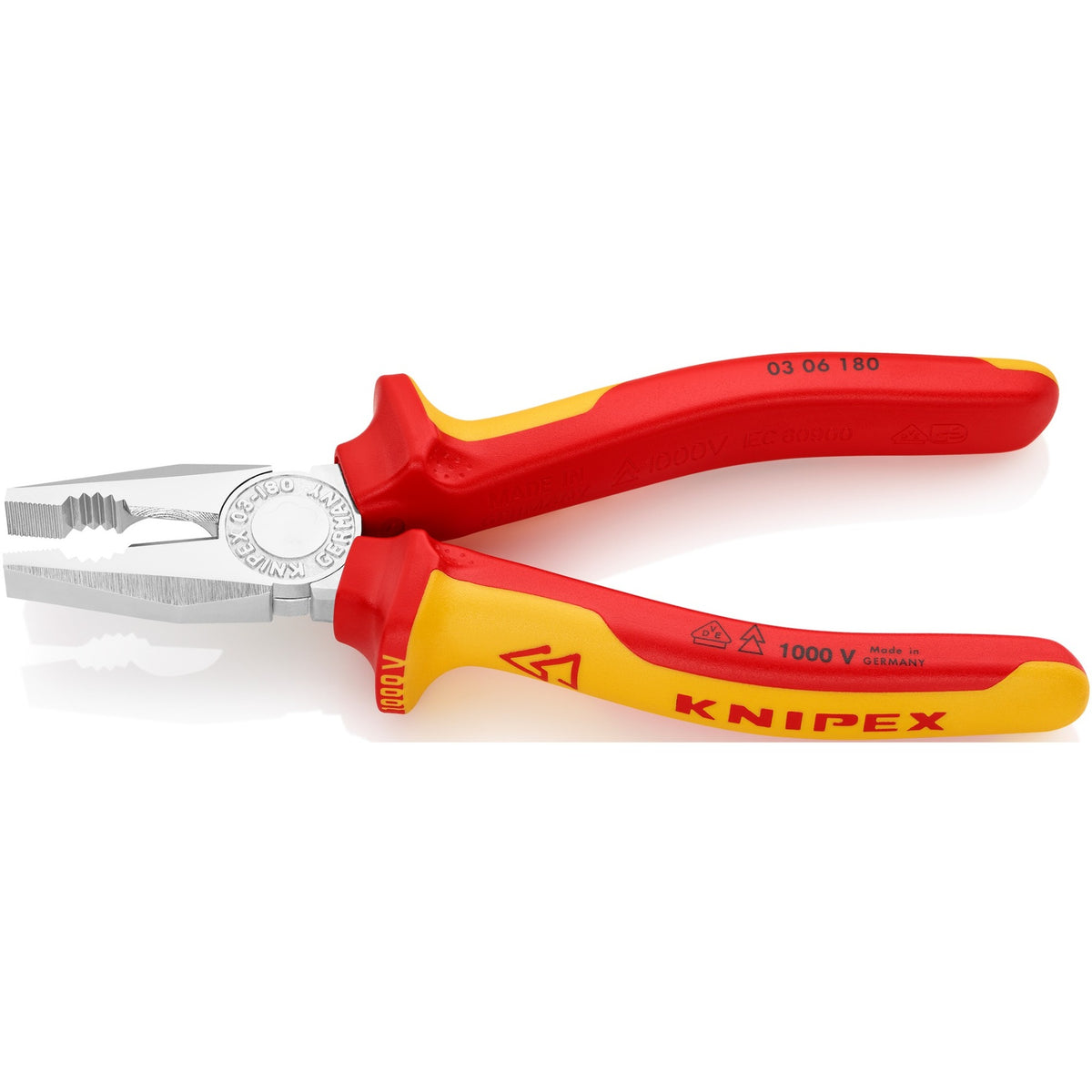 Alicate universal Knipex 03 06 180 (rojo amarillo, homologado VDE)
