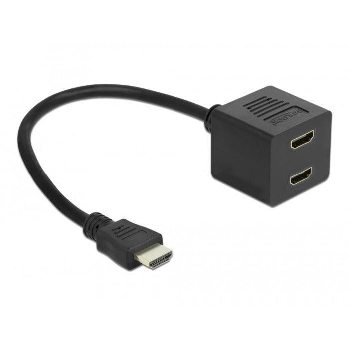 Delock Divisor HDMI de alta velocidad con Ethernet 1x macho a 2x hembra (negro)