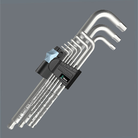 Juego de llaves hexagonales Wera 3950 9 hex-plus inoxidable 1 (acero inoxidable, 9 piezas, 1,5 mm a 10 mm)