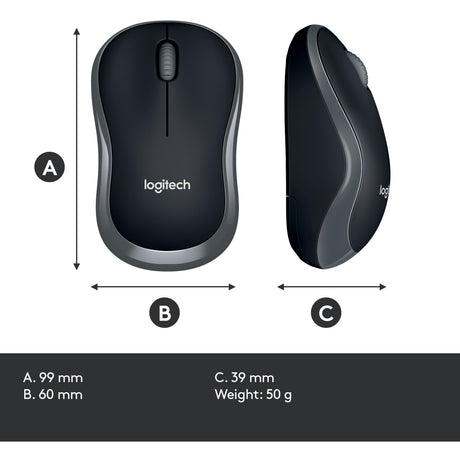Ratón logitech m185 gris, negro