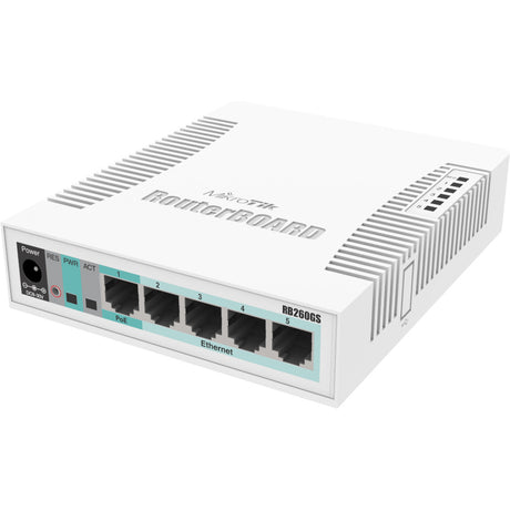 Interruptor inteligente mikrotik rb260gs (css106-5g-1s) (blanco, poe, sfp)