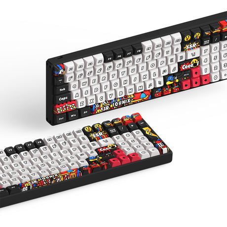 Teclado mecánico inalámbrico iqunix f97 graffiti diary (negro, diseño estadounidense (qwerty), ttc gold pink, 96%, leds rgb, intercambiable en caliente, pbt, 2,4 ghz | bluetooth 5.1 | usb-c)