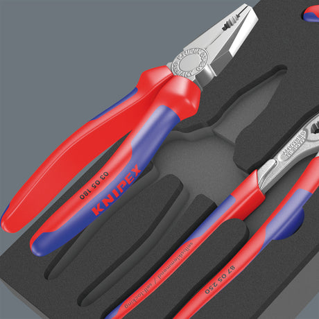 Wera 9784 inserto de gomaespuma con juego de alicates Knivex vde 1, juego de alicates de 3 piezas (negro gris)