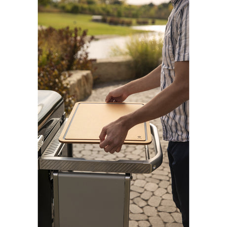 Tabla de cortar Weber Works y contenedor de caja de almacenamiento (marrón grisáceo, para colocar en la mesa auxiliar de trabajo)