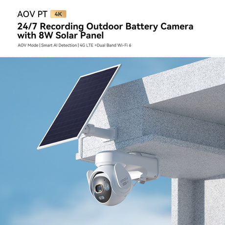 Imou Aov PT 4K Kit (WiFi+4G) Tarjeta SIM Cámara de Seguridad SD (Blanco, 8 MP, WiFi 6, 4G LTE, Panel Solar, Detección AI)