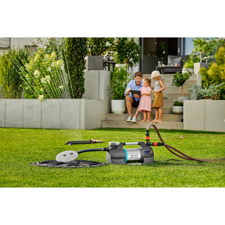 Bomba de riego Gardena 6300 silentcomfort (acero inoxidable gris oscuro, 1050 vatios | Bluetooth)