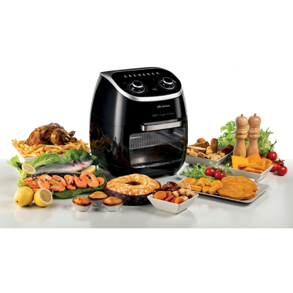 Ariete airy freidora horno 4619 00 freidora de aire caliente (negra, 11 litros)