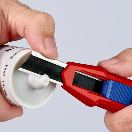 Knipex cutix cortador de cajas de cuchillos universal (rojo azul, incl. 2 hojas de cuchillo)