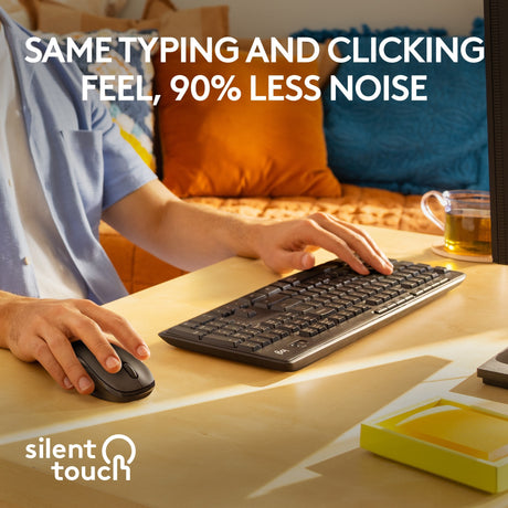Conjunto de escritorio combo de teclado y mouse inalámbrico silencioso Logitech mk295 (negro, diseño internacional de EE. UU. (qwerty), 100 %)