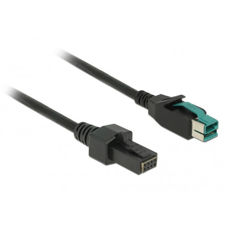 Delock Cable USB con alimentación macho de 12 V > 2 x 4 pines macho para terminales y impresoras POS (negro, 2 metros)