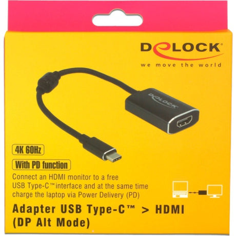Delock Adaptador USB-C (macho) > HDMI (hembra) (gris oscuro, 0,2 metros, 4k 60 hz)