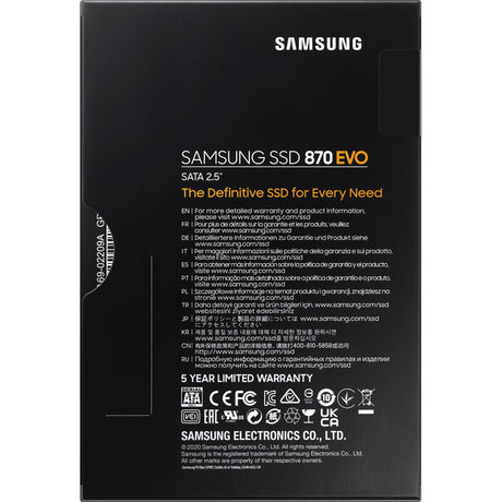 Samsung mz-77e1t0b 870 evo ssd, 1 tb, 2.5, sata3, 6 gbps, 3d v-nand, 560 550 mb s, 512 mb ddr4