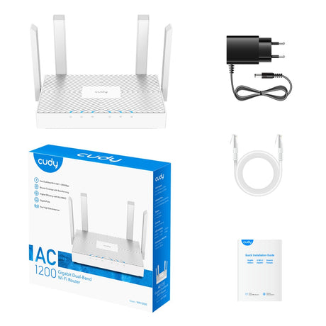 Enrutador wi-fi gigabit cudy ac1200 (blanco, aplicación)