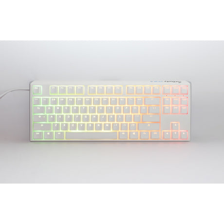 Teclado mecánico Ducky one 3 clásico blanco puro tkl rgb (blanco, diseño estadounidense (qwerty), rojo cereza mx, 80% (tkl), leds rgb, pbt de doble disparo, intercambiable en caliente, mecánica quack)