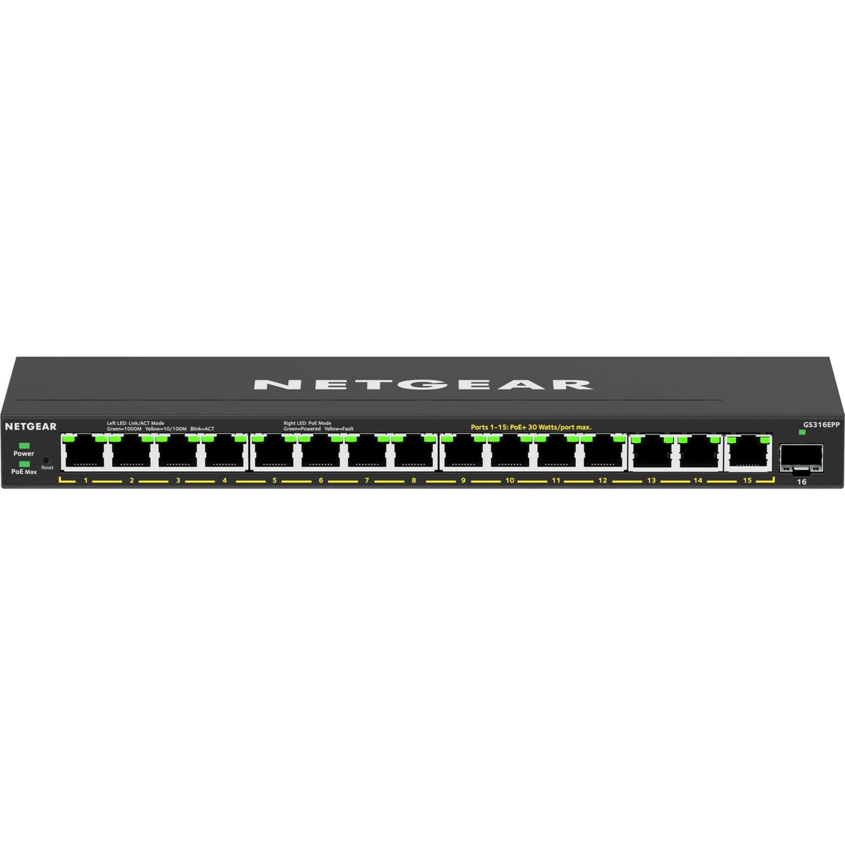 Conmutador Netgear gs316epp (negro)