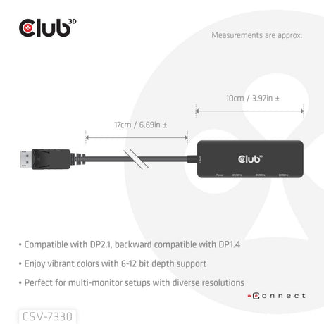 Club 3D Display Port a triple concentrador HDMI 8K60Hz (negro)