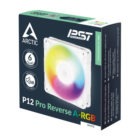 Ventilador de caja Arctic p12 pro inversa a-rgb (blanco, 120 x 120 x 27 mm, pwm)