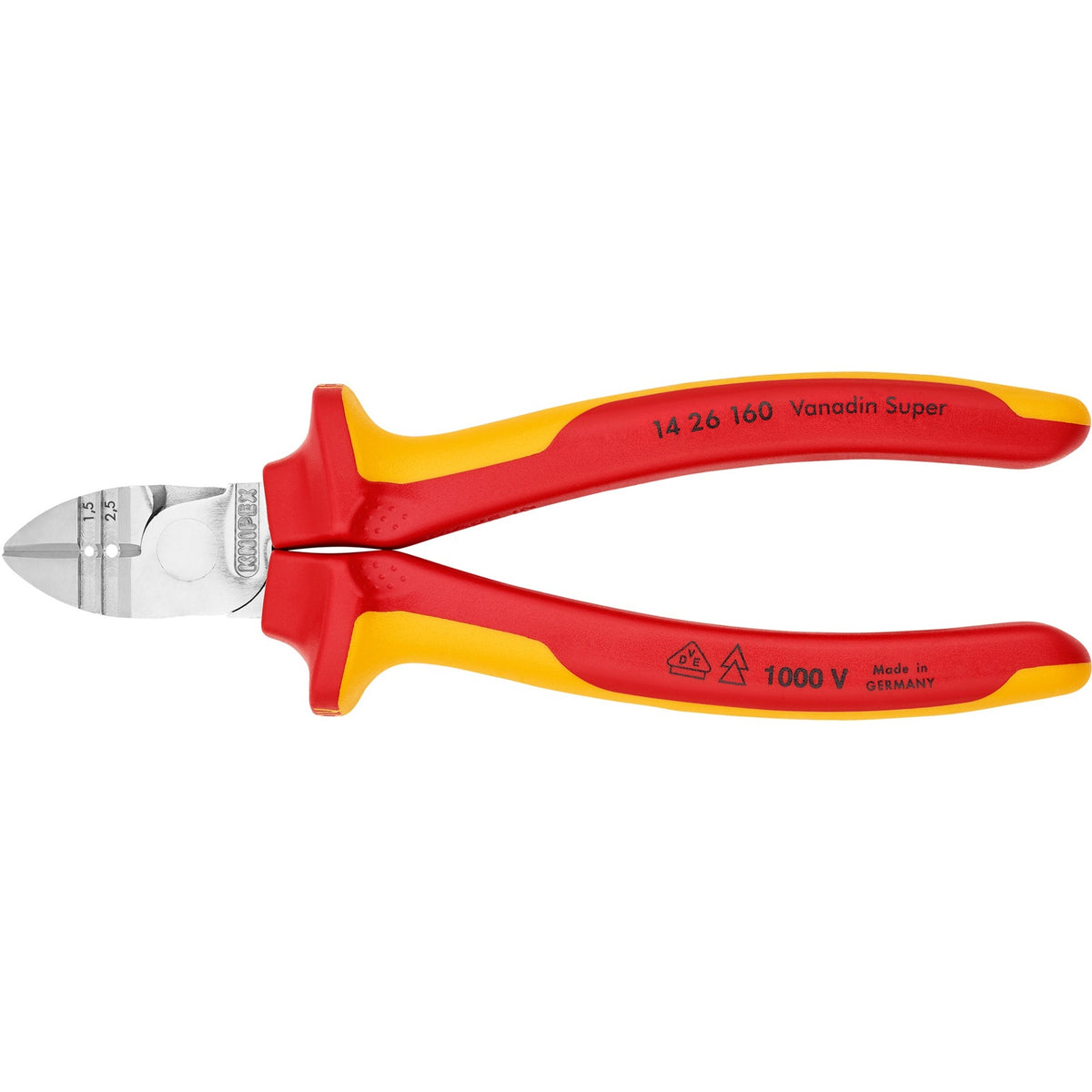 Knipex alicates pelacables diagonales 1426160 alicates de corte (rojo amarillo)