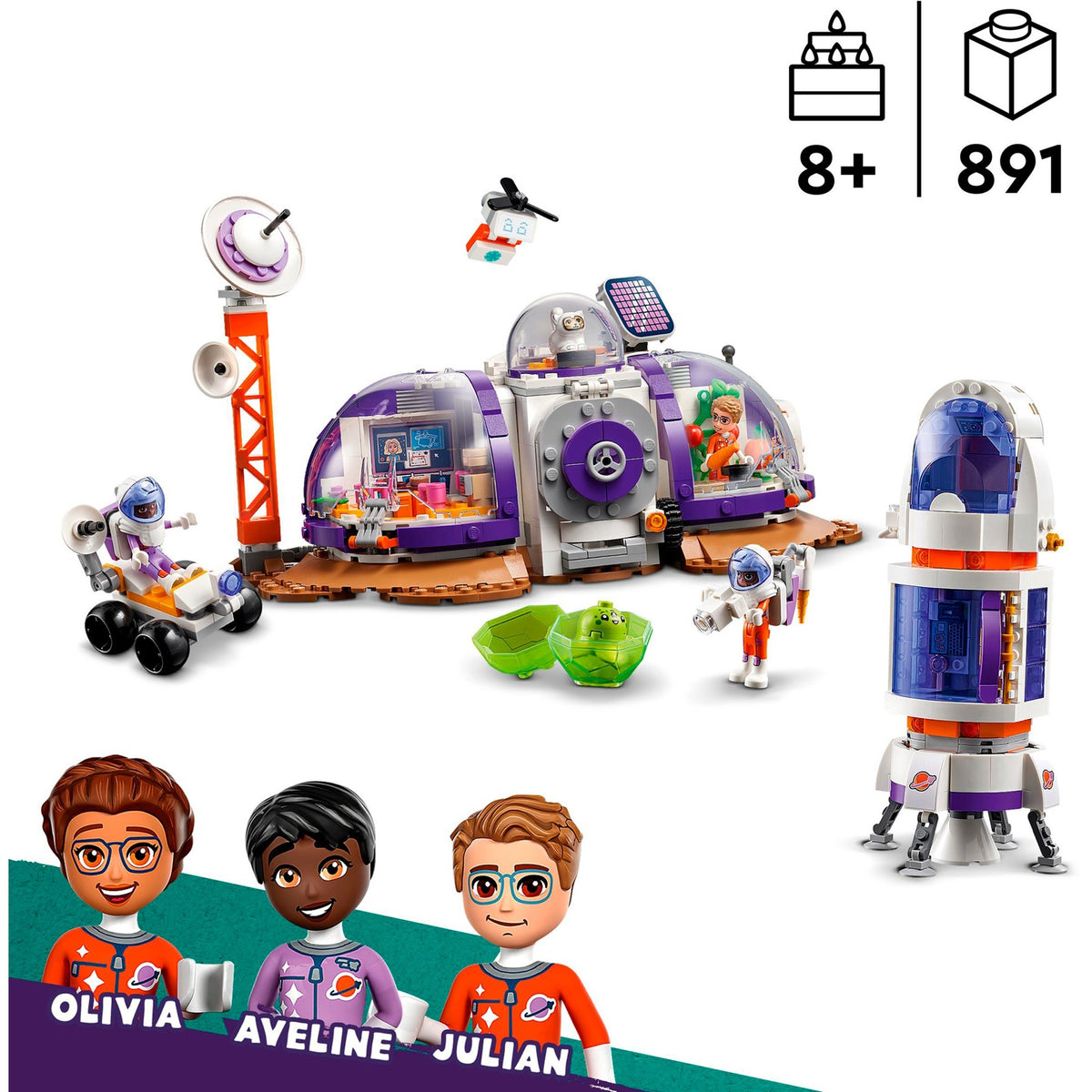 Lego friends - juguete de construcción de cohetes y base espacial en Marte (42605)