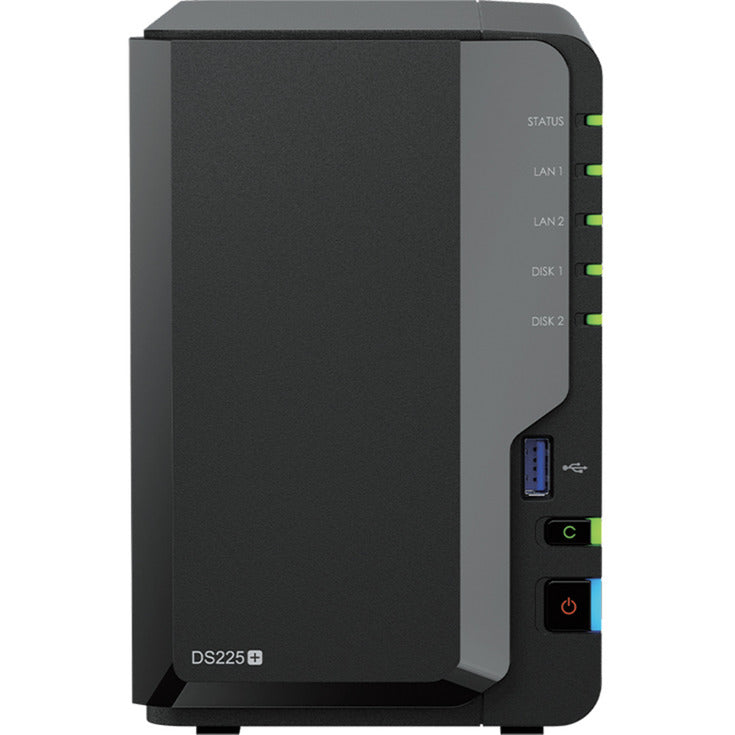 Synology diskstation ds225+ nas (negro, 1x LAN de 1GB, 1x LAN de 2,5GB, 2x USB 3.2 gen 1)