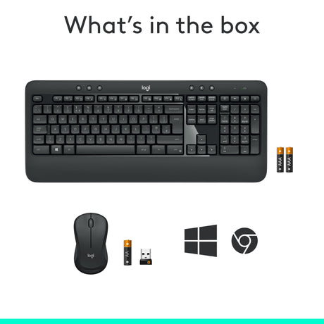 Set de teclado y ratón inalámbricos logitech mk540 qwerty