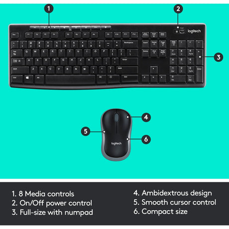 Teclado y ratón logitech mk270 qwerty