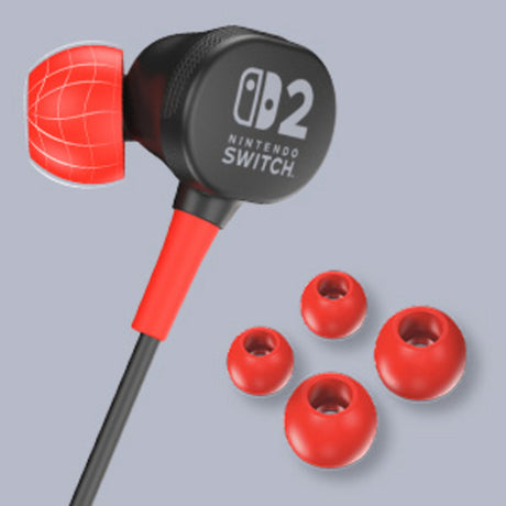 Auriculares con cable Powera para Nintendo Switch 2 internos (negro rojo, Nintendo Switch 2, Nintendo Switch, Nintendo Switch - modelo OLED, Nintendo Switch Lite)