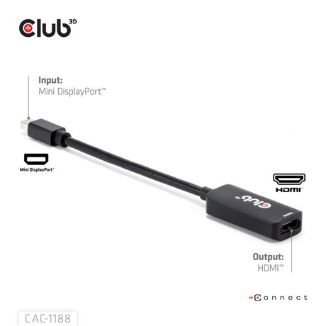 Adaptador Club 3D Mini Displayport 1.4 a HDMI 8K60Hz M-F (negro)
