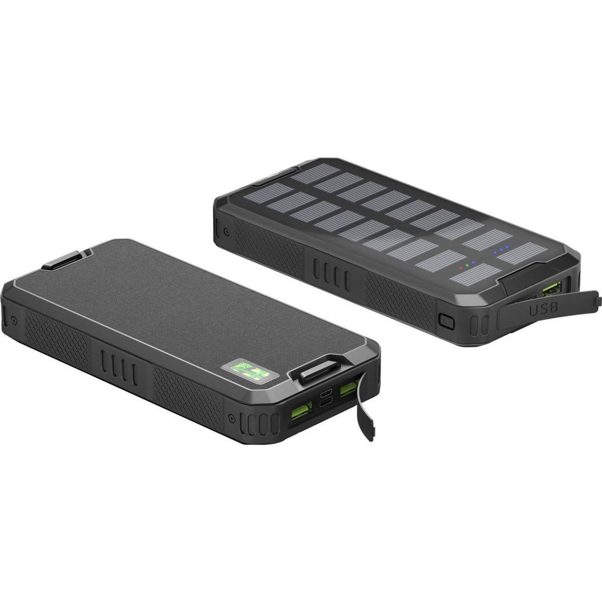 Banco de energía solar para exteriores Goobay de 20.000 mah con banco de energía con suministro de energía (negro)
