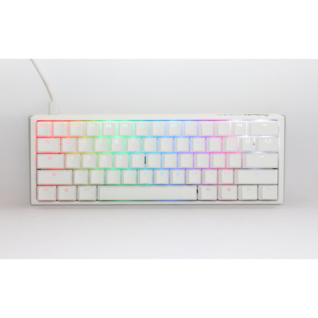 Teclado mecánico mini rgb blanco puro Ducky one 3 clásico (blanco, diseño estadounidense (qwerty), rojo cereza mx, 60%, led rgb, pbt de doble disparo, intercambiable en caliente, mecánica quack)