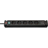 Brennerstuhl bremounta regleta regleta de 5 vías (negro, 2x USB)