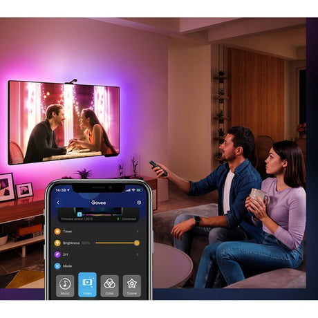Iluminación ambiental con retroiluminación de TV Govee H6199 DreamView T1 (5 metros, RGBIC, WiFi, Bluetooth, para televisores de 75 a 85 pulgadas)