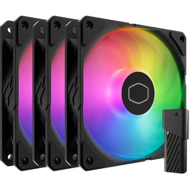 Cooler master sickleflow edge 120 argb fan kit ventiladores de caja (negro, 3 piezas, 120 x 120 x 25 mm, PWM, 3 piezas, con mini controlador LED A1)