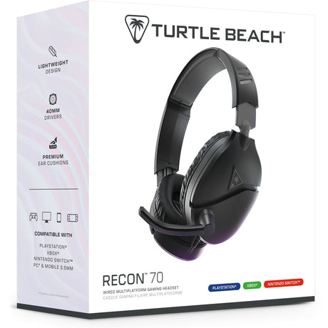 Turtle beach ear force recon 70p negro (2024) auriculares supraaurales para juegos (negro, ps4, ps5, xbox series x|s, xbox one, switch, pc, móvil)