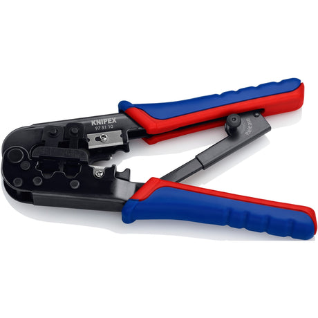 Alicates para engarzar Knipex 97 51 10 sb (azul rojo, conector RJ-11 12 y RJ-45)