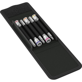 Wera 8740 a hf 1 juego de llaves de vaso hexagonales con punta zyklop (negro plateado, 5 piezas, con función de sujeción, 1 4 unidades)