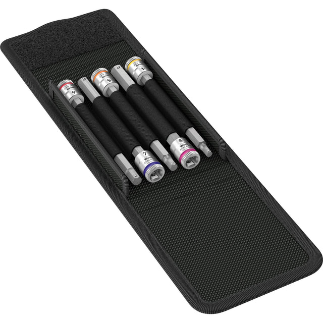 Wera 8740 a hf 1 juego de llaves de vaso hexagonales con punta zyklop (negro plateado, 5 piezas, con función de sujeción, 1 4 unidades)