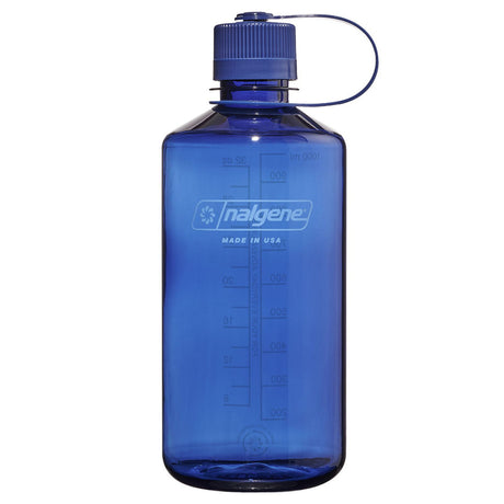 Botella de agua de boca estrecha Nalgene, botella de 1 litro (azul claro)
