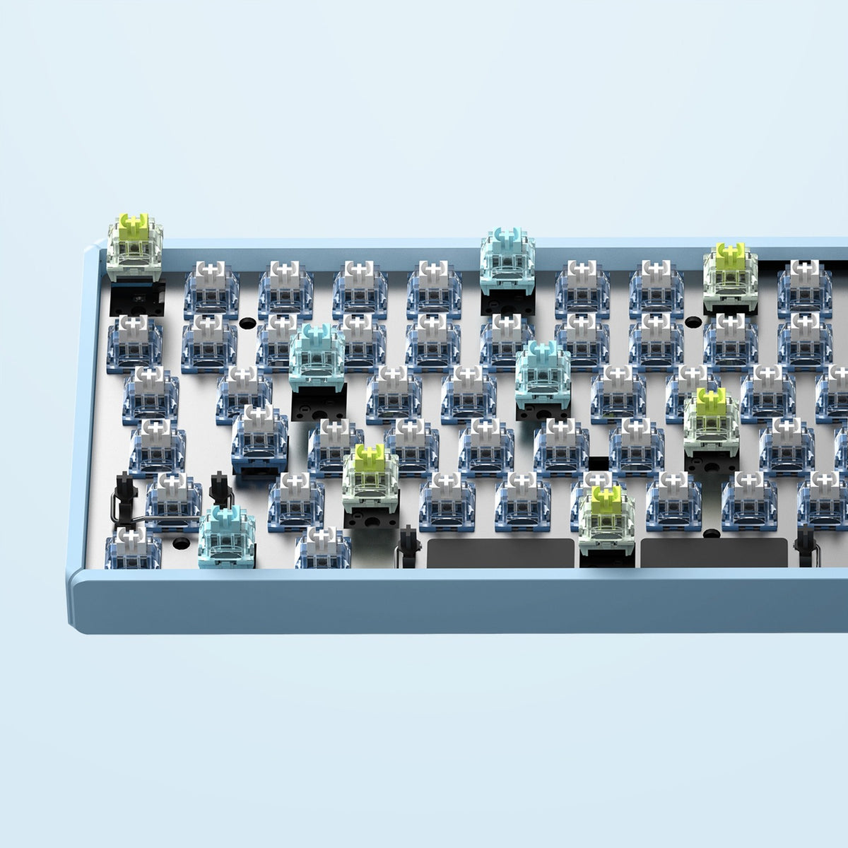 Teclado mecánico inalámbrico Iqunix F97 Wintertide (azul claro, diseño EE. UU. (QWERTY), Cherry MX Brown, 96 %, LED RGB, intercambiable en caliente, PBT, 2,4 GHz | Bluetooth 5.1 | USB-C)