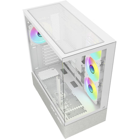 Carcasa de torre midi Sharkoon ak7 argb (blanca | 2x USB-A | 1x USB-C | RGB | vidrio templado)