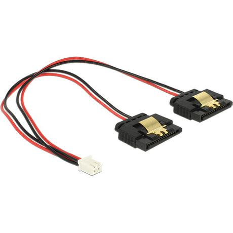 Delock alimentación hembra de 2 pines > 2 x cable divisor SATA de 15 pines (negro rojo, 0,2 metros)