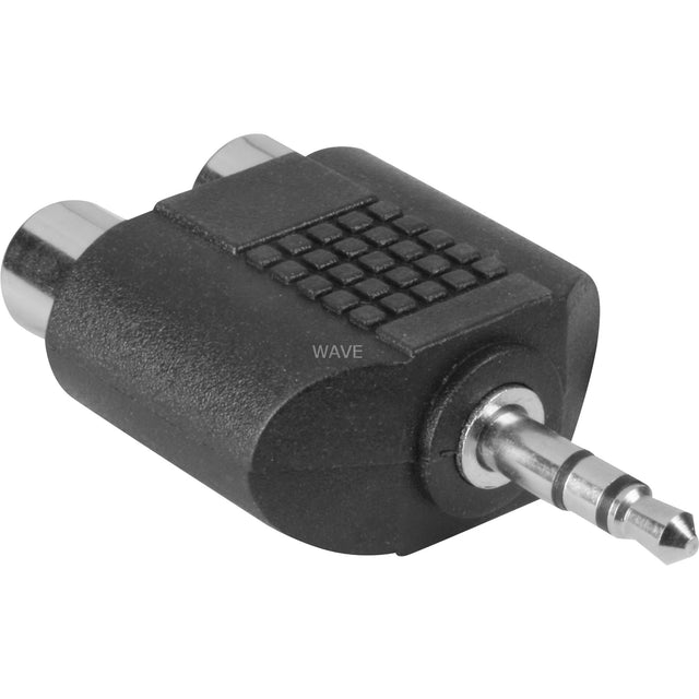 Adaptador Goobay jack de 3,5 mm > 2x tulipán (negro, estéreo)