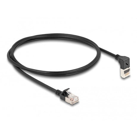 Delock cable de red rj45 cat.6a s ftp delgado 90° en ángulo hacia arriba cable recto de 1 m (negro)