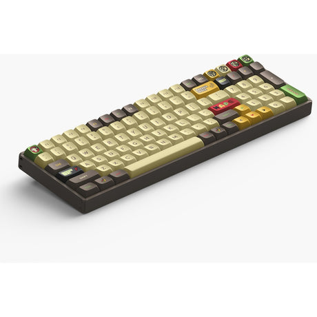 Teclado mecánico inalámbrico Iqunix F97 Happy Ape (marrón, diseño EE. UU. (QWERTY), Iqunix Moonstone Turbo, 96 %, LED RGB, intercambiable en caliente, PBT, 2,4 GHz | Bluetooth 5.1 | USB-C)