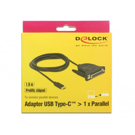 Delock USB-C 2.0 macho > 1 x cable paralelo DB25 hembra (negro, 1,8 metros)