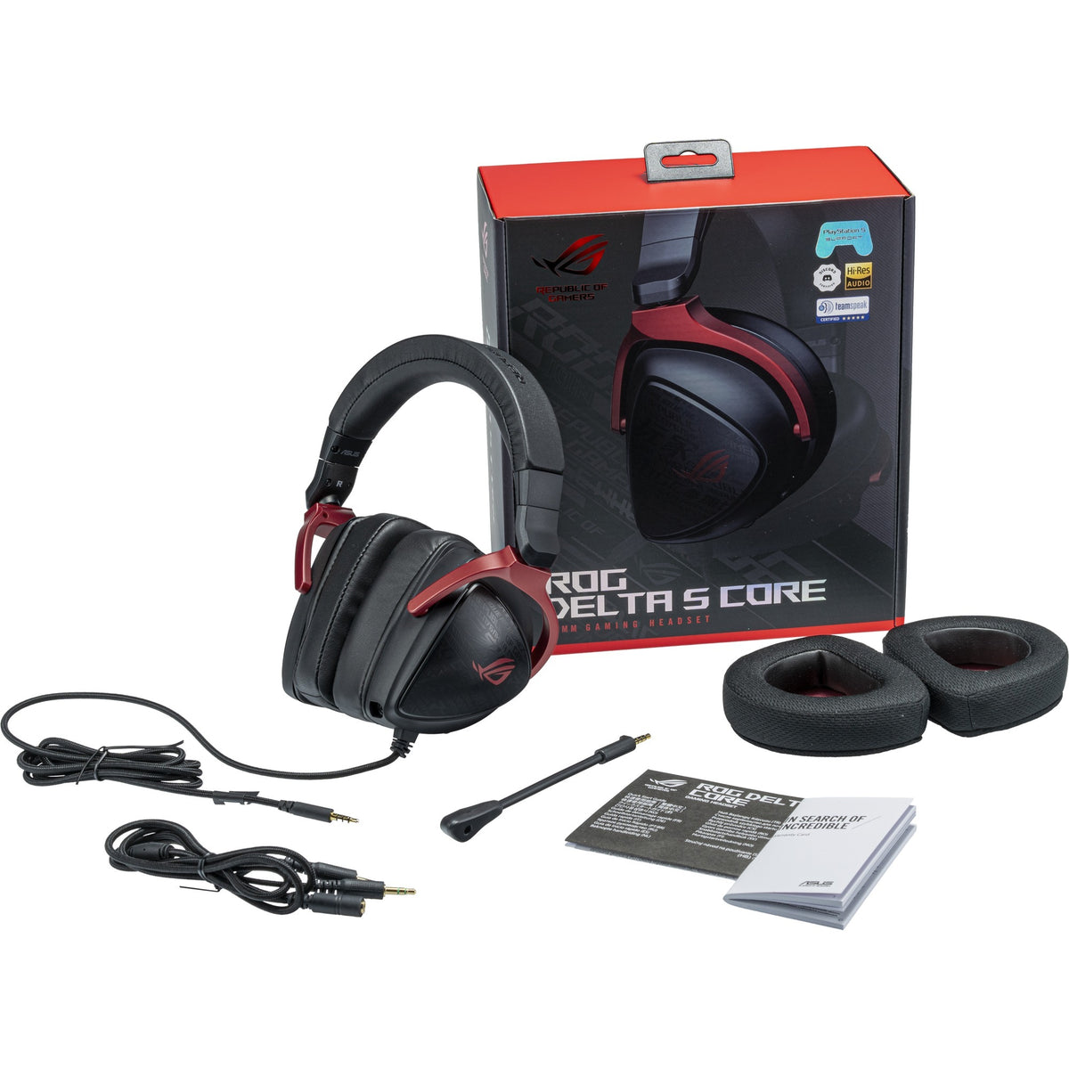 Auriculares supraaurales para juegos asus rog delta s core (negro rojo, pc, playstation 4, playstation 5, xbox one, xbox series x|s, nintendo switch)